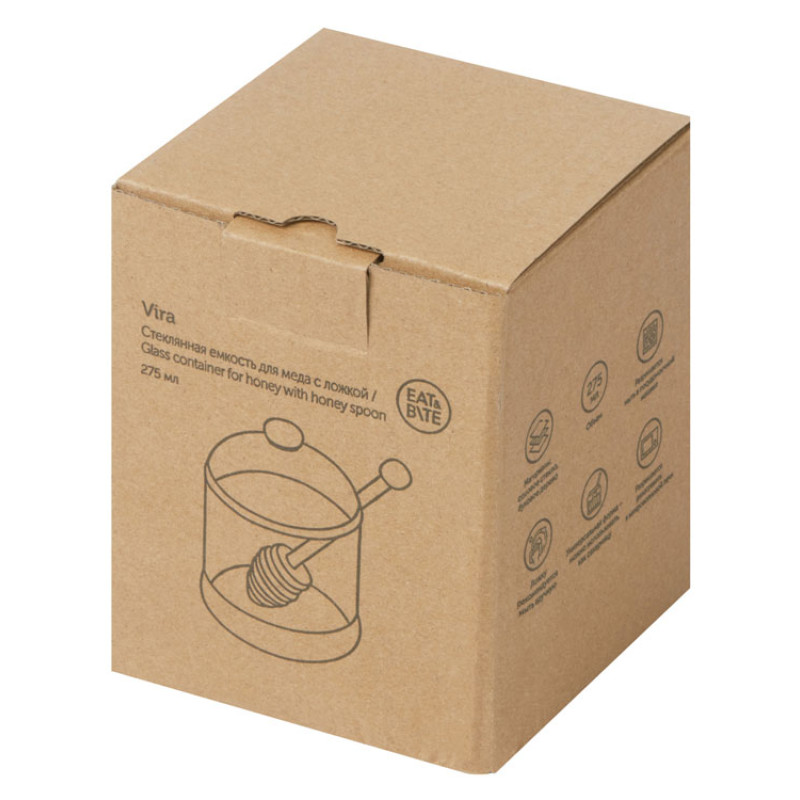 Стеклянная емкость для меда с ложкой "Vira"