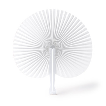 Складной круглый веер-пайпай с пластиковыми стержнями, белый