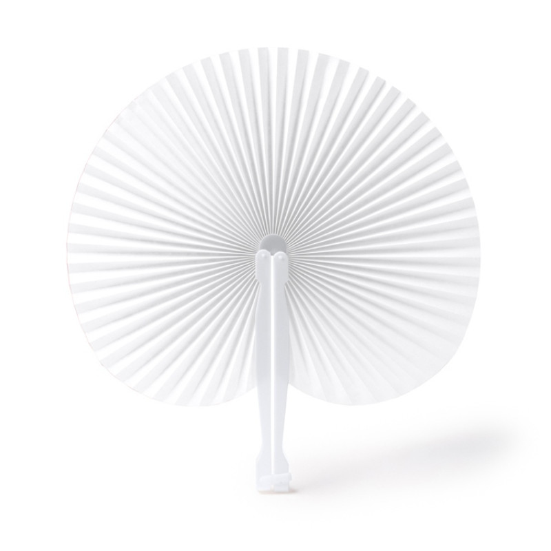 Складной круглый веер-пайпай с пластиковыми стержнями, белый