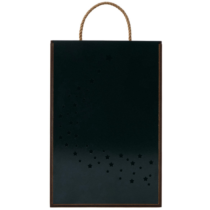 Подарочная коробка из фанеры Constellation 330х220х100 мм, фанера 6 мм, крышка на выдвижных пазах черная ЛХДФ 3 мм, бечевка