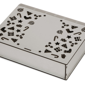 Деревянная коробка с резной крышкой "Книга", L