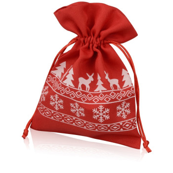 Мешочек подарочный новогодний, хлопок, средний, красный