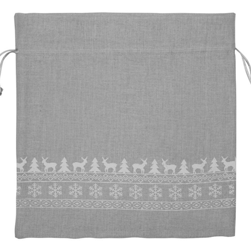 Мешочек подарочный новогодний, джут, большой, серый