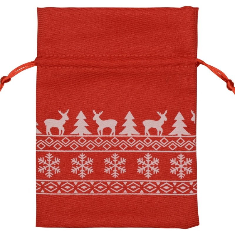 Мешочек подарочный новогодний, хлопок, средний, красный
