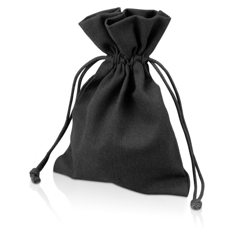 Мешочек подарочный, лен, средний, черный Мешочек подарочный, лен, средний, черный