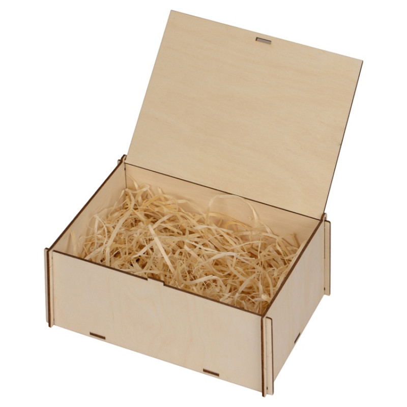 Деревянная коробка для гирлянды с наполнителем-стружкой "Ларь"