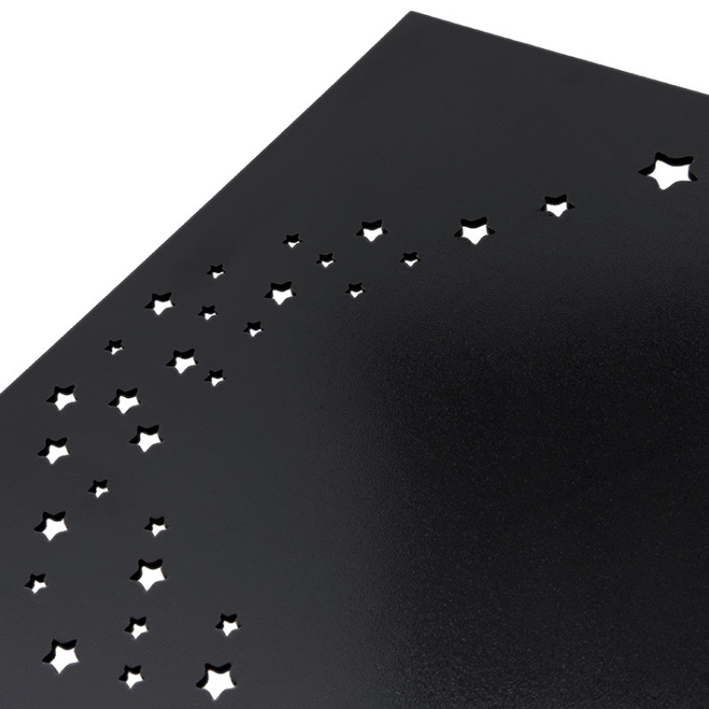 Подарочная коробка из фанеры Constellation 330х220х100 мм, фанера 6 мм, крышка на выдвижных пазах черная ЛХДФ 3 мм, бечевка