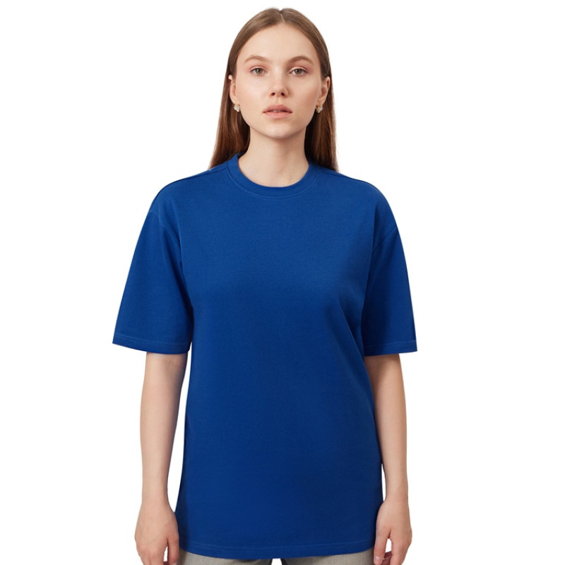 Футболка из френч терри «Warsaw» унисекс 220гр, кл. синий Футболка из френч терри «Warsaw» унисекс 220гр, кл. синий