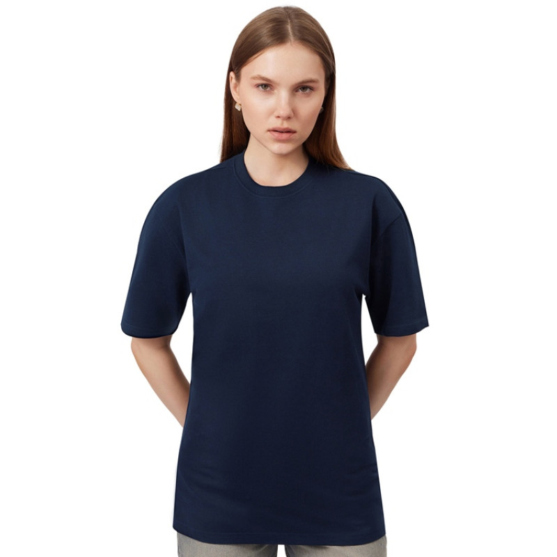 Футболка из френч терри «Warsaw» унисекс 220гр, темно-синий