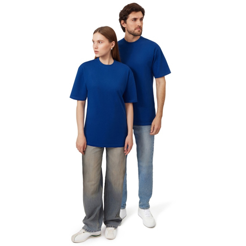 Футболка из френч терри «Warsaw» унисекс 220гр, кл. синий Футболка из френч терри «Warsaw» унисекс 220гр, кл. синий