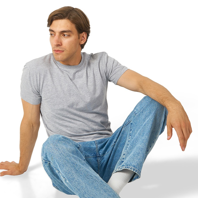 Футболка HD Fit короткий рукав с эластаном, мужская, серый меланж