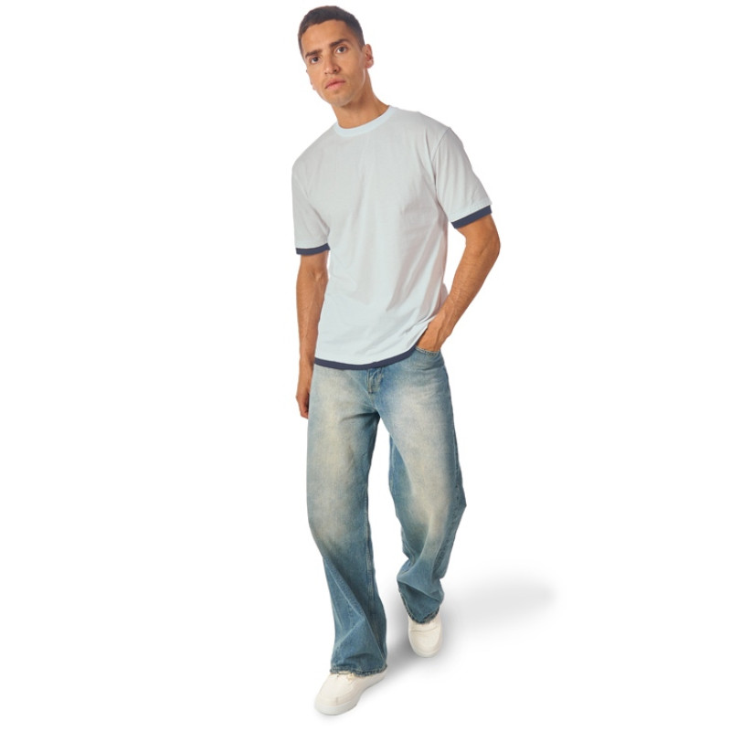 Футболка «Rotterdam» мужская, жемчужный/темно-синий