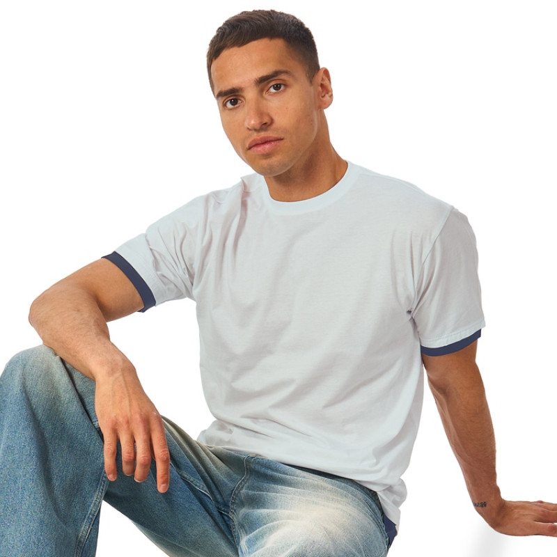 Футболка «Rotterdam» мужская, жемчужный/темно-синий