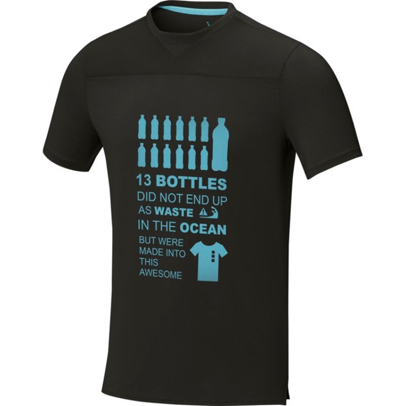 Borax Мужская футболка с короткими рукавами из переработанного полиэстера, сертифицированного согласно GRS - сплошной черный