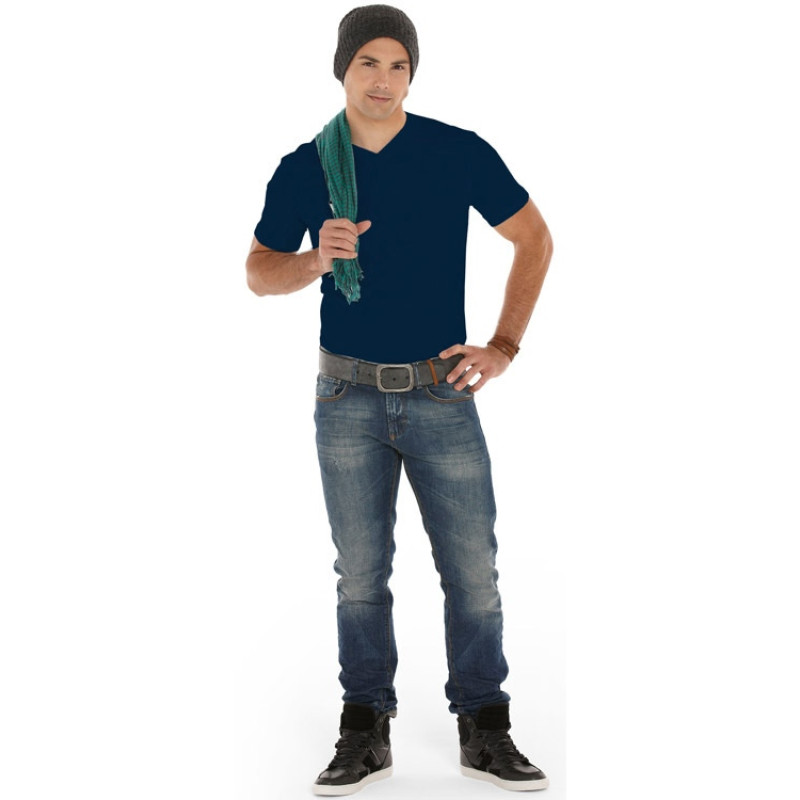 Футболка "Heavy Super Club" мужская с V-образным вырезом, темно-синий Футболка "Heavy Super Club" мужская с V-образным вырезом, темно-синий