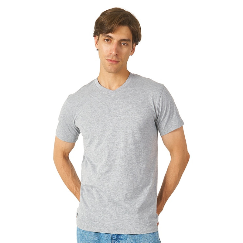 Футболка "Heavy Super Club" мужская с V-образным вырезом, серый меланж Футболка "Heavy Super Club" мужская с V-образным вырезом, серый меланж
