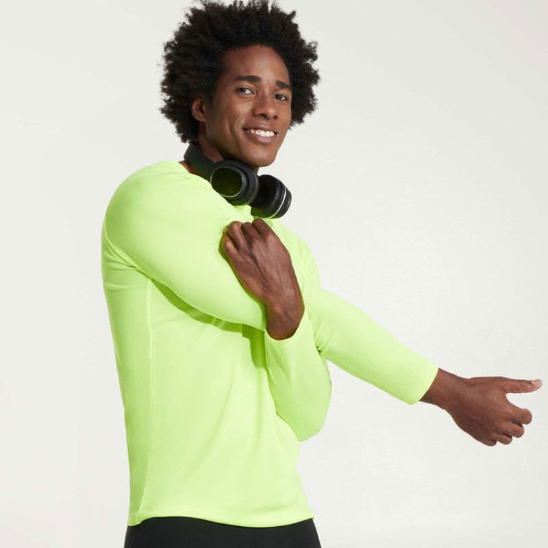 Футболка "Montecarlo " мужская с длинным рукавом, неоновый желтый