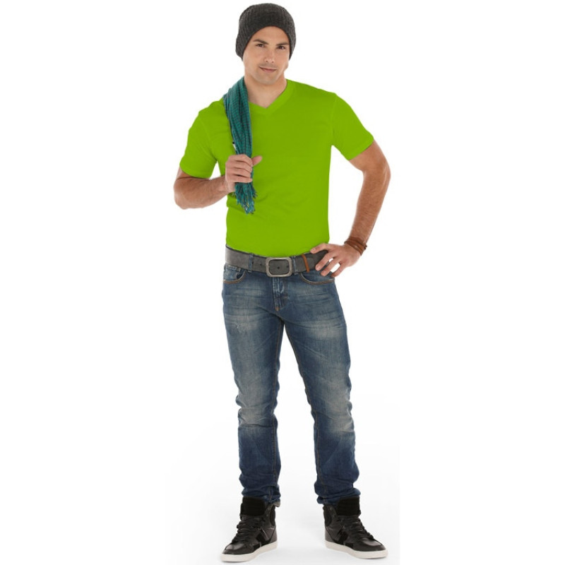 Футболка "Heavy Super Club" мужская с V-образным вырезом, зеленое яблоко