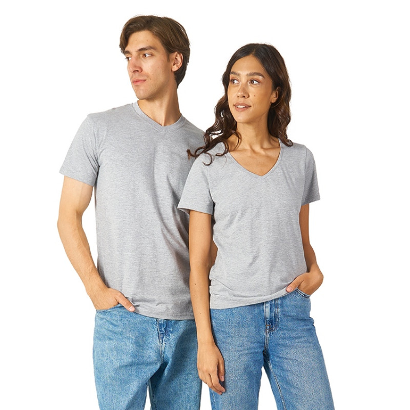 Футболка "Heavy Super Club" мужская с V-образным вырезом, серый меланж Футболка "Heavy Super Club" мужская с V-образным вырезом, серый меланж