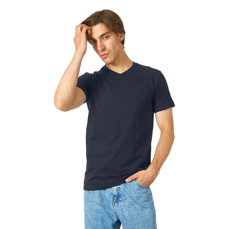 Футболка "Heavy Super Club" мужская с V-образным вырезом, темно-синий Футболка "Heavy Super Club" мужская с V-образным вырезом, темно-синий