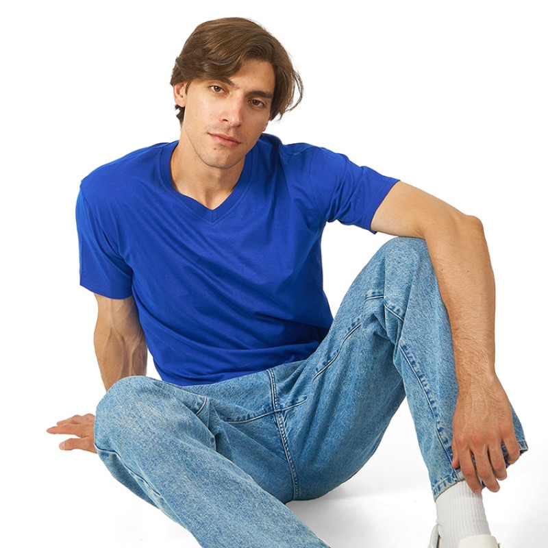 Футболка "Heavy Super Club" мужская с V-образным вырезом, кл. синий