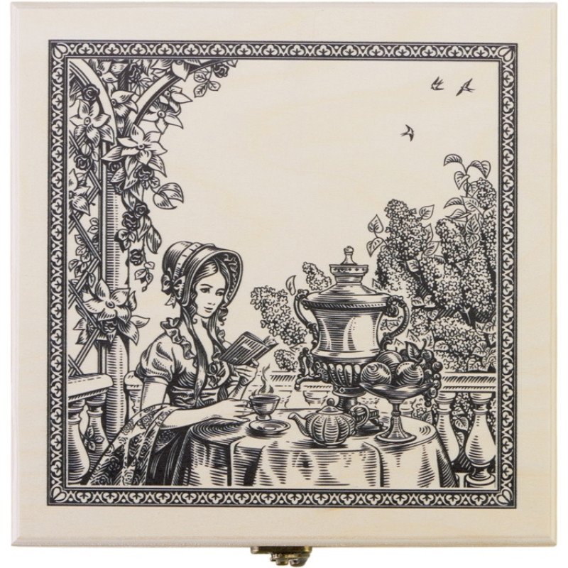 Подарочный набор с чаем «Чайный букет» в деревянной шкатулке, натуральный