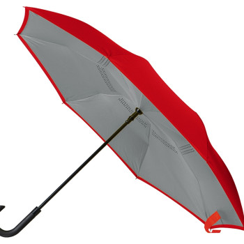 Зонт-трость наоборот Inversa, полуавтомат, красный/серый (Р)