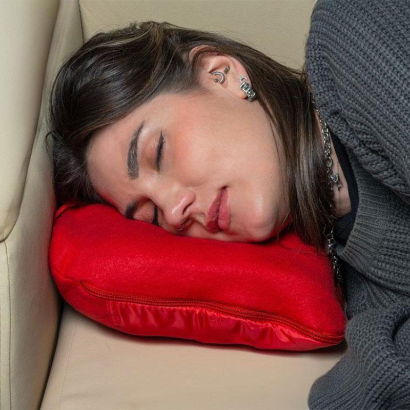 Плед для путешествий Flight в чехле с ручкой и карманом, красный