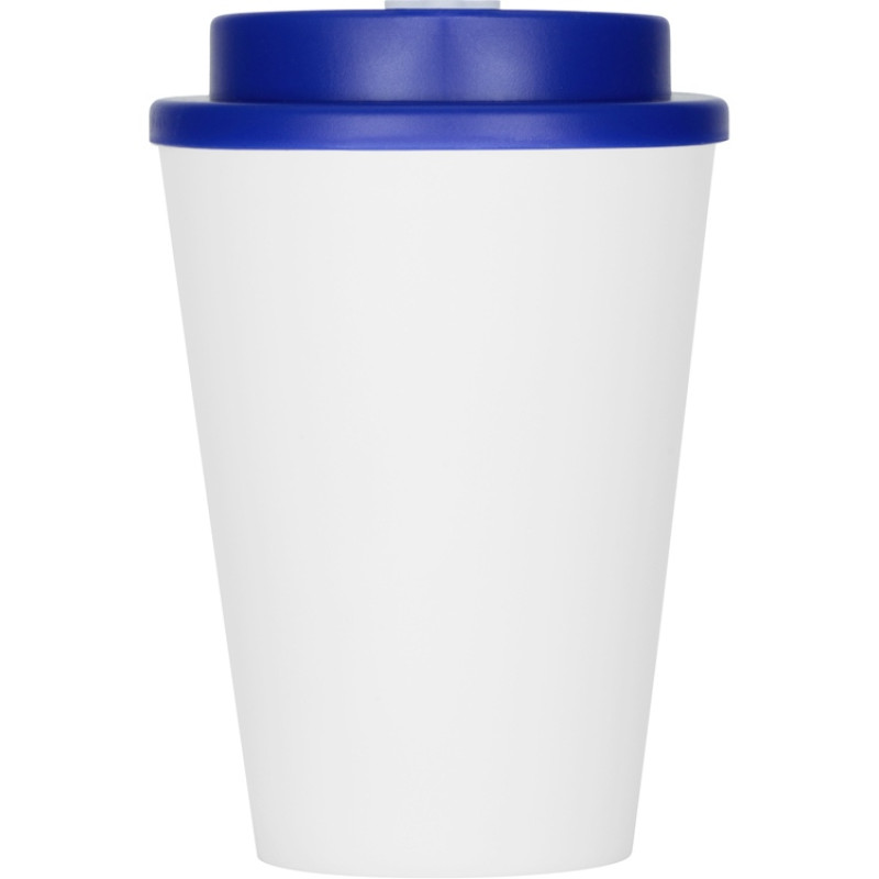 Пластиковый стакан Take away с двойными стенками и крышкой с силиконовым клапаном, 350 мл, белый/синий