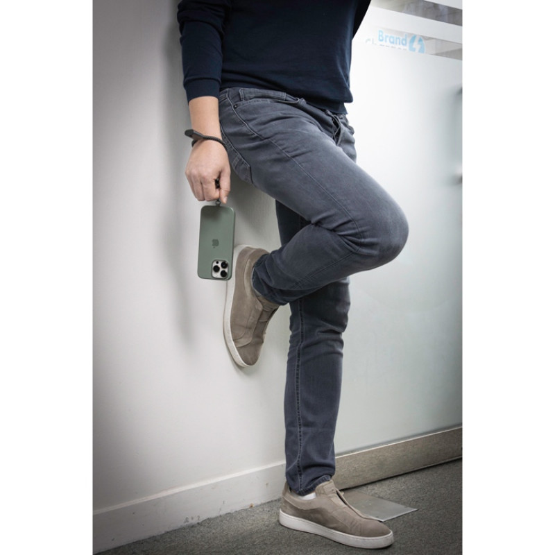 Ремешок-держатель для телефона с зарядным кабелем USB-C - USB-C «Lany Wristband Charge Eco», серый