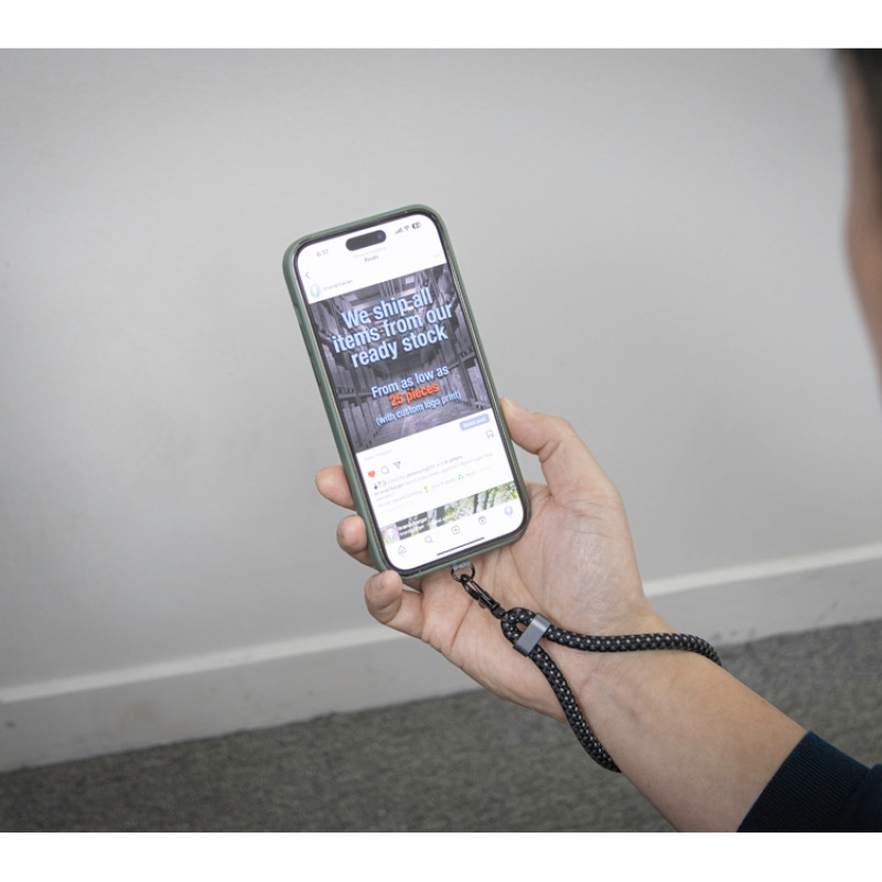 Ремешок-держатель для телефона с зарядным кабелем USB-C - USB-C «Lany Wristband Charge Eco», серый