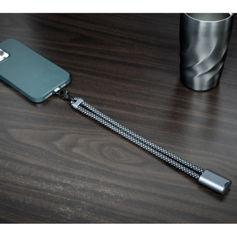 Ремешок-держатель для телефона с зарядным кабелем USB-C - USB-C «Lany Wristband Charge Eco», серый