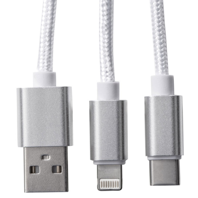 Кабель для зарядки «Tres» с брелоком, серый