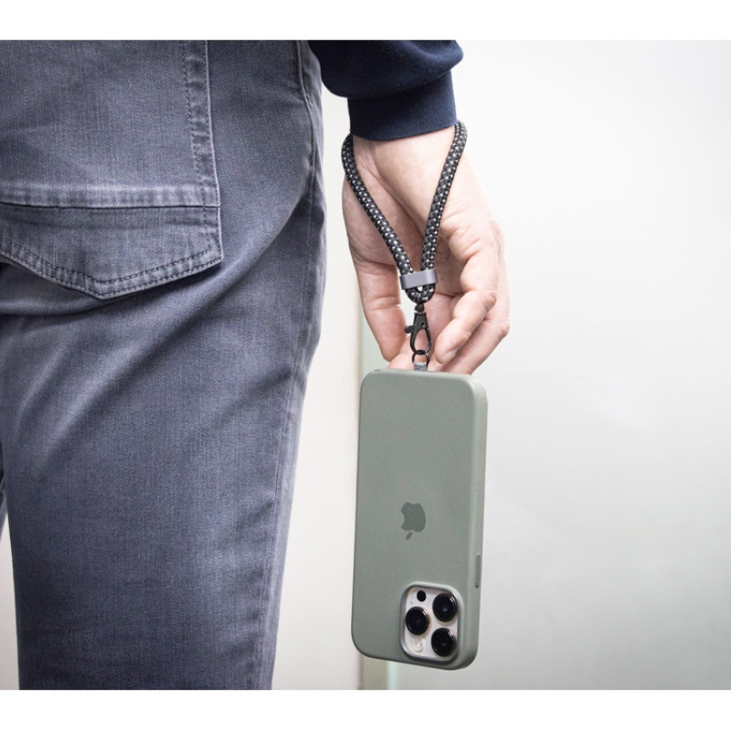 Ремешок-держатель для телефона с зарядным кабелем USB-C - USB-C «Lany Wristband Charge Eco», серый