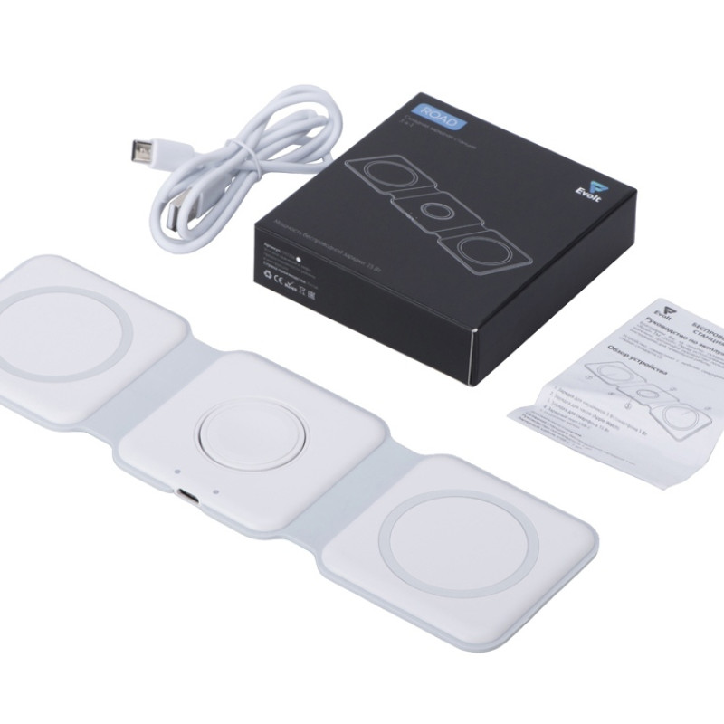 Беспроводное зарядное устройство 3-в-1 «Road», 15 Вт, белый