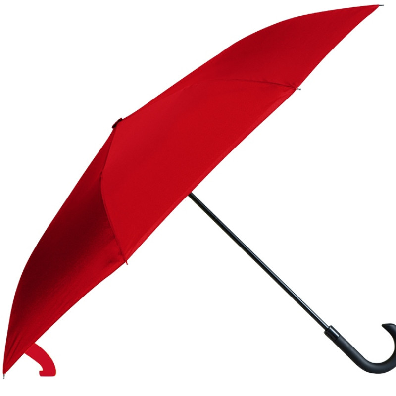 Зонт-трость наоборот Inversa, полуавтомат, красный/серый