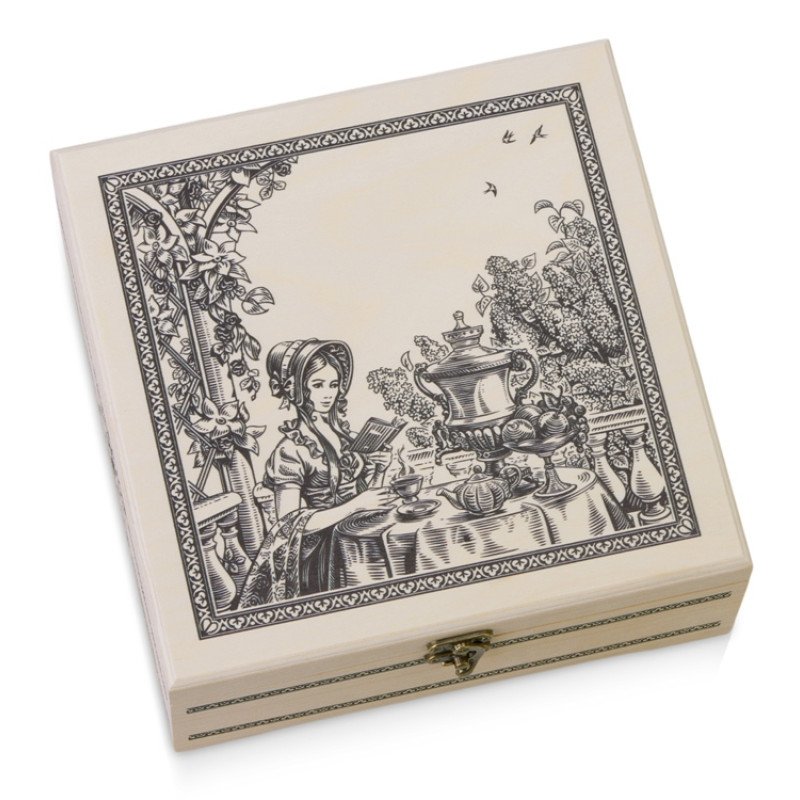 Подарочный набор с чаем «Чайный букет» в деревянной шкатулке, натуральный