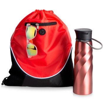 Подарочный набор с солнцезащитными очками и бутыкой для воды" Summerheat", красный