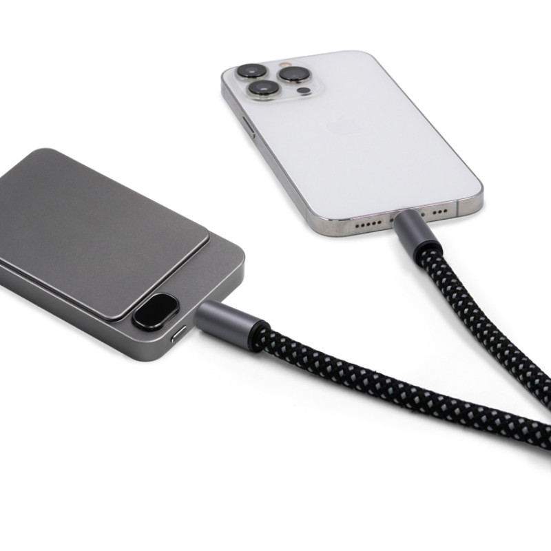 Ремешок-держатель для телефона с зарядным кабелем USB-C - USB-C «Lany Wristband Charge Eco», серый