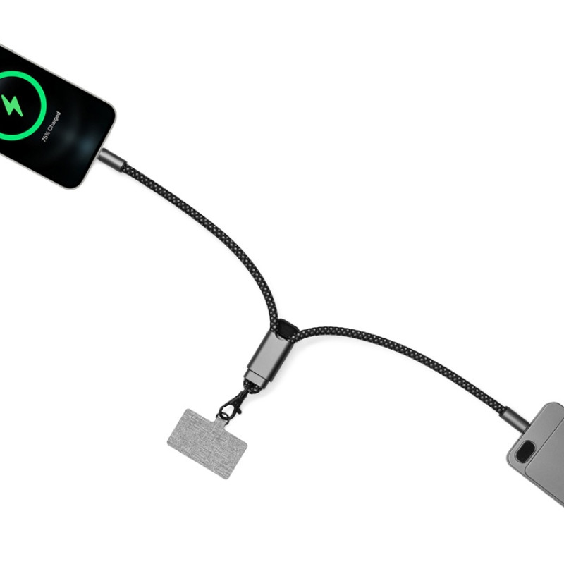 Ремешок-держатель для телефона с зарядным кабелем USB-C - USB-C «Lany Wristband Charge Eco», серый