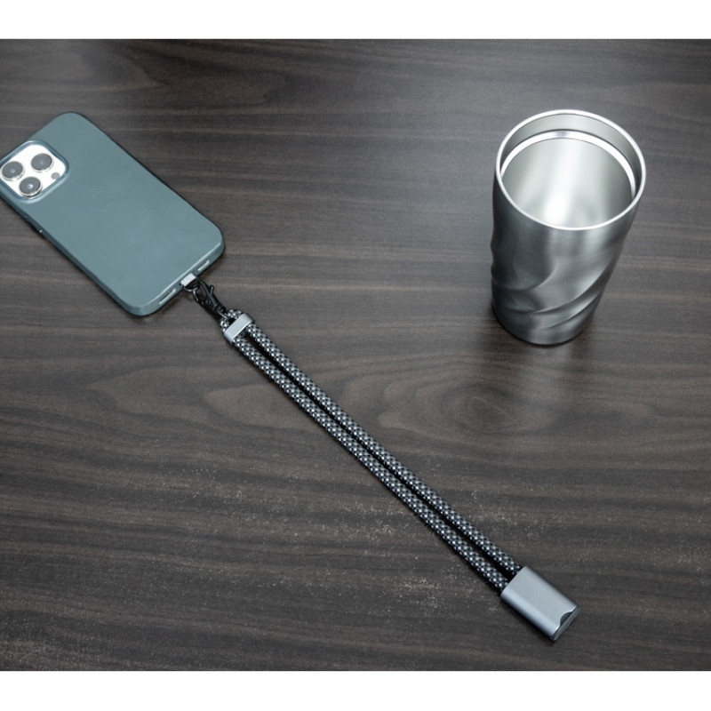 Ремешок-держатель для телефона с зарядным кабелем USB-C - USB-C «Lany Wristband Charge Eco», серый