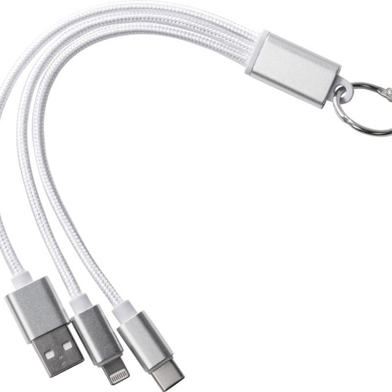 Кабель для зарядки «Tres» с брелоком, серый
