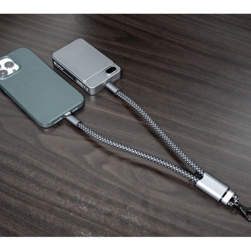 Ремешок-держатель для телефона с зарядным кабелем USB-C - USB-C «Lany Wristband Charge Eco», серый