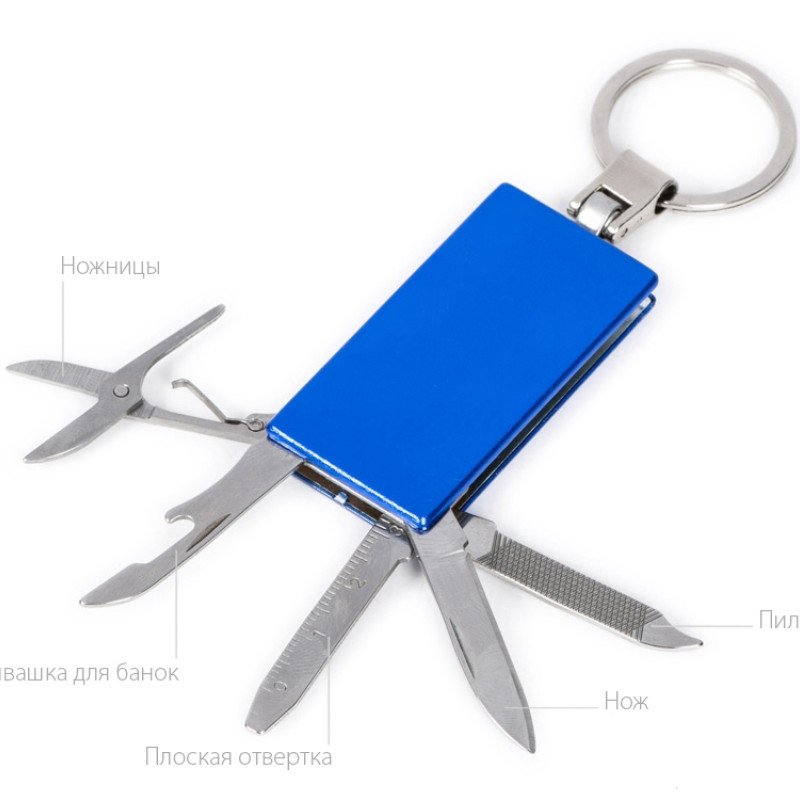 Мультитул-брелок 5-в-1 «Badge», синий
