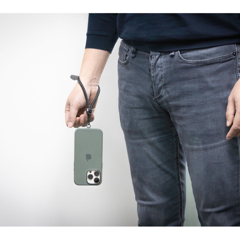 Ремешок-держатель для телефона с зарядным кабелем USB-C - USB-C «Lany Wristband Charge Eco», серый