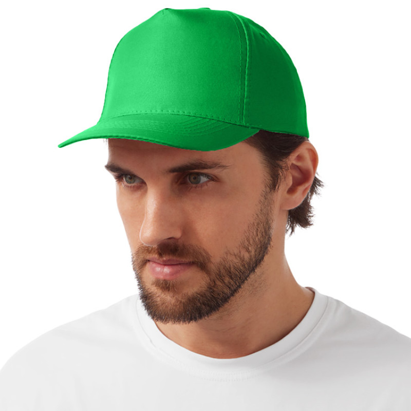 Бейсболка "Poly" 5-ти панельная 120 гр, зеленый