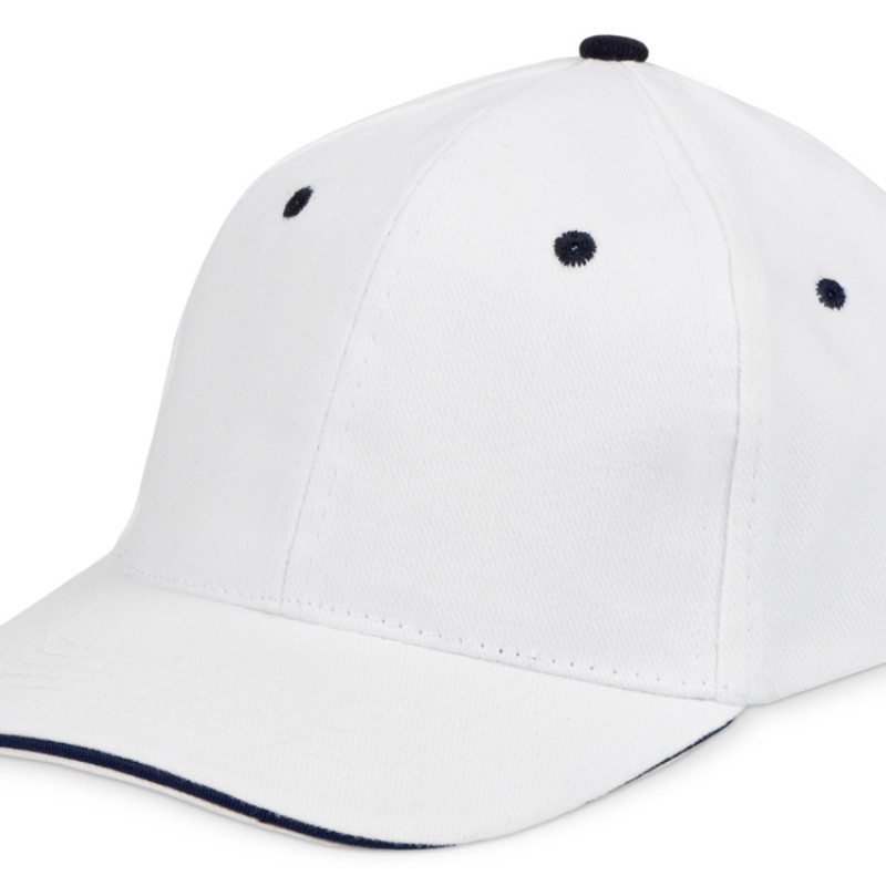Бейсболка "New Castle" 6-ти панельная, белый/темно-синий
