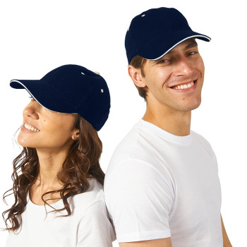 Бейсболка "New Castle" 6-ти панельная, темно-синий/натуральный