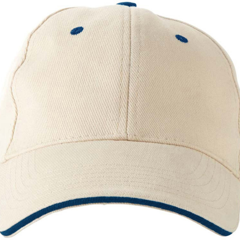 Бейсболка "New Castle" 6-ти панельная, натуральный/синий