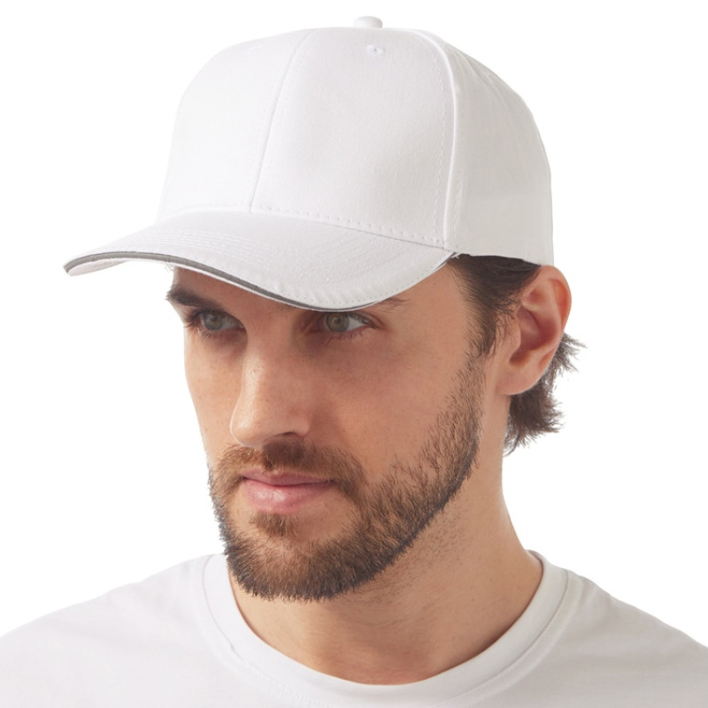 Кепка со светоотражающим кантом, белый